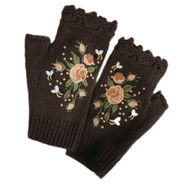 Neulotut Fingerless Gloves Fingerless Gloves TUMMANRUSKEA dark brown