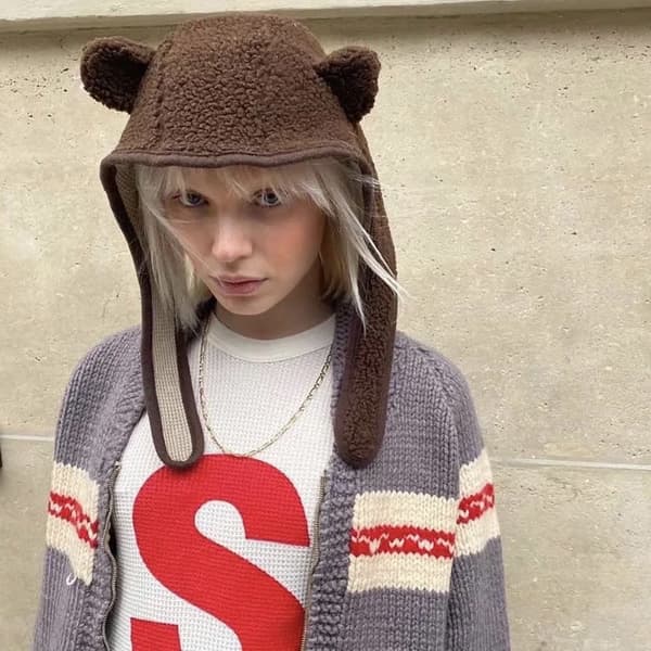 Vinter Beanies Kepsar Bear Pullover Hat BEIGE BEIGE