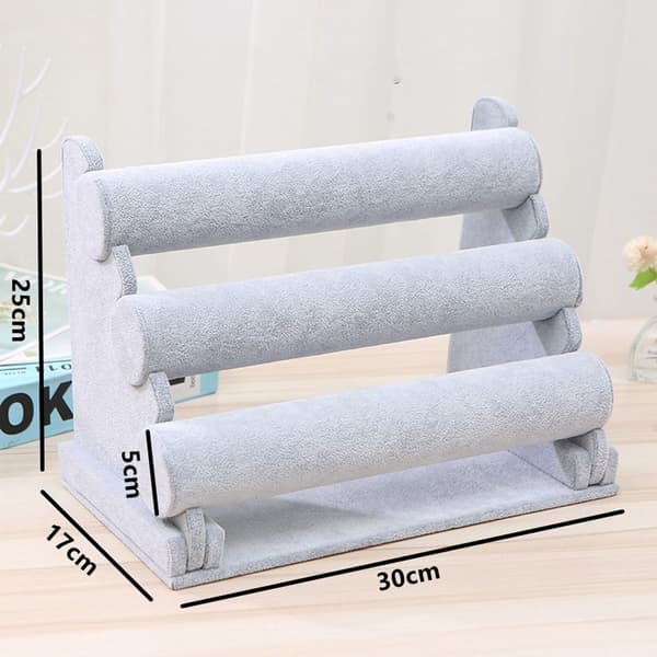 Smykker Display Stand T-Bar Rack GRÅ DOBBELDEKK DOBBELDEKK Gray Double-deck-Double-deck