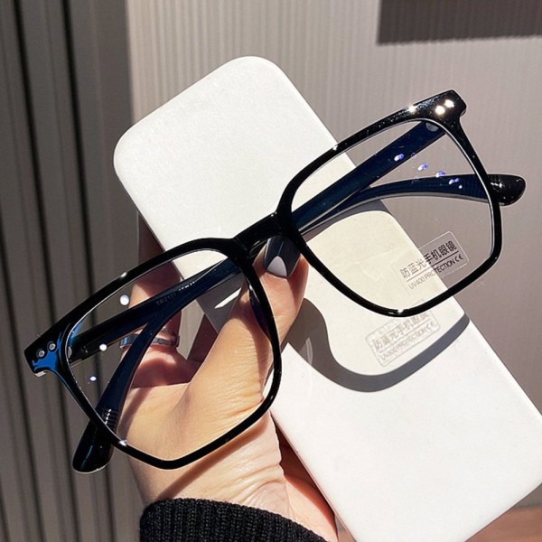 Anti-Blue Light Glasses Oversized Eyeglasses Ultra Light Frame Grey