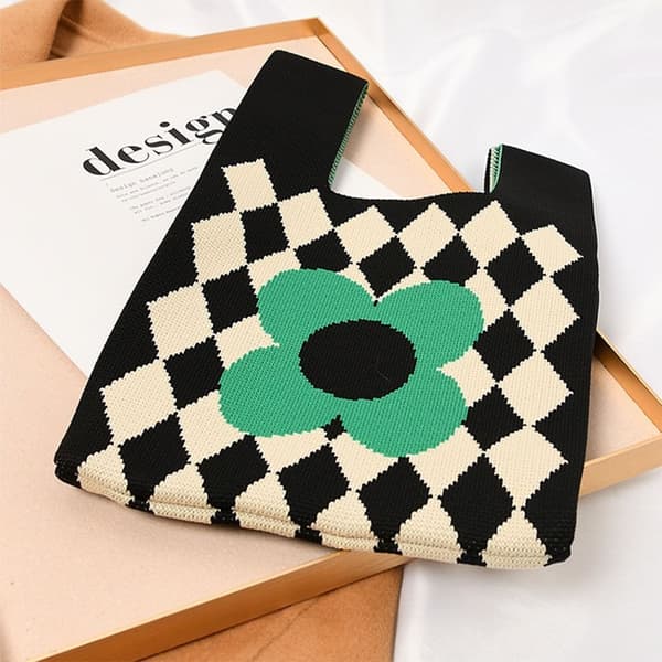 Knit Handbag Kangaskassi MUSTA1 black1