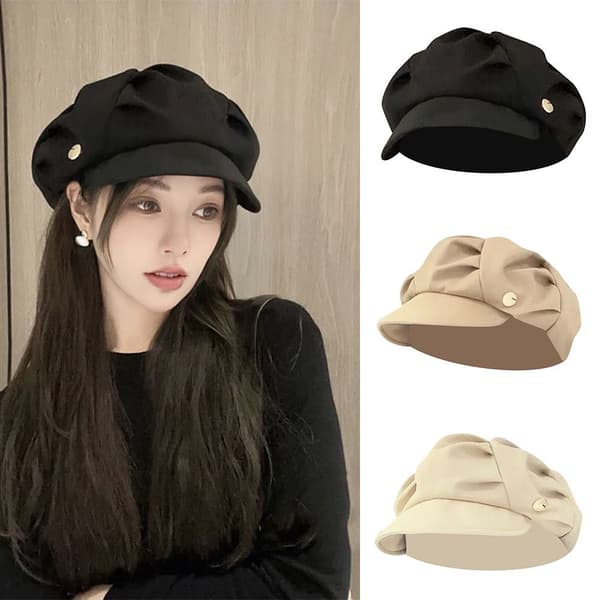 Octagonal Hat Newsboy Hatut MUSTA Black