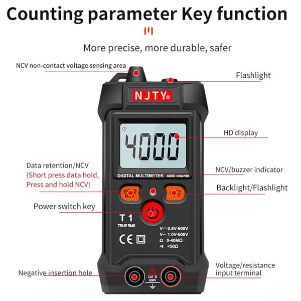 Smart Digital Multimeter Mini Metro Auto Range
