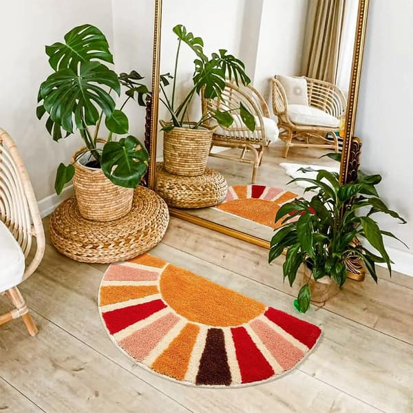 1stk Badematte Boho Baderomstepper Halvsirkel Badematte