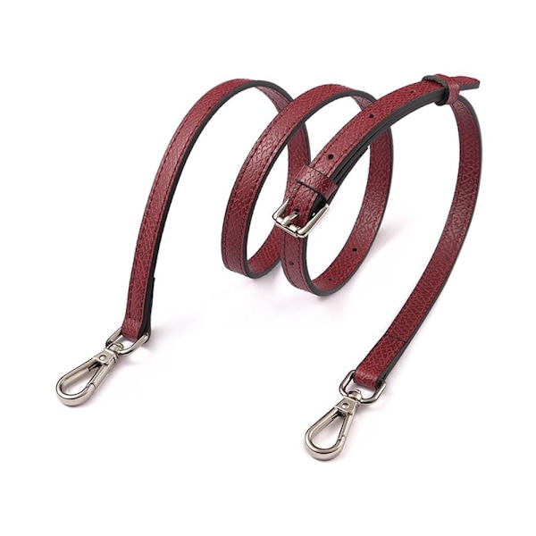 Håndtaskebælter i ægte læderrem RØD&SØLV red&silver