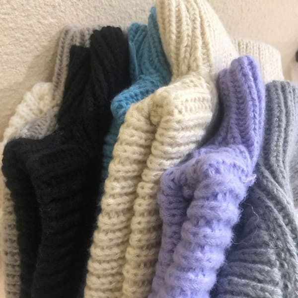 Pullover Strikket Lue Varm Balaclava Lue MØRK LILLA dark purple