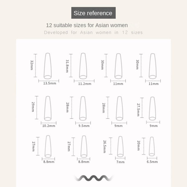 24stk Fake Nails Long French Ballerina