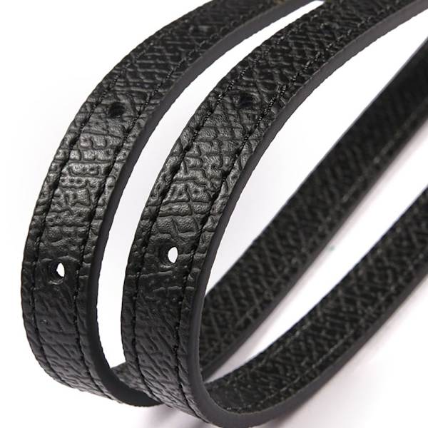 Håndtaskebælter i ægte læderrem SORT&SØLV black&silver