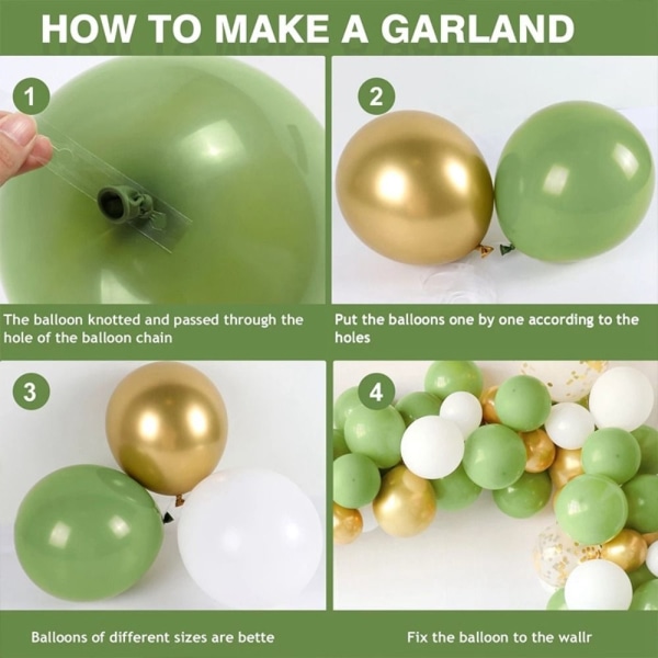 Ballongbuesett Sage Green Balloons Garland Kit STIL 9 STIL 9