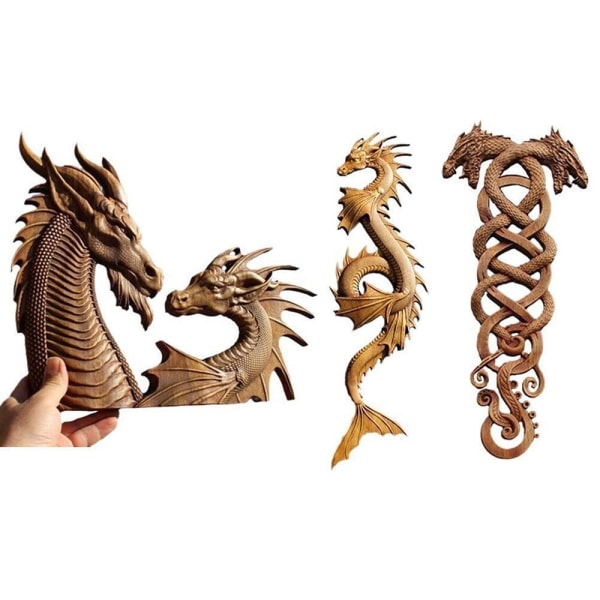 Dragon Wall Art Carving Lohikäärmepatsaan taide 2 2 2