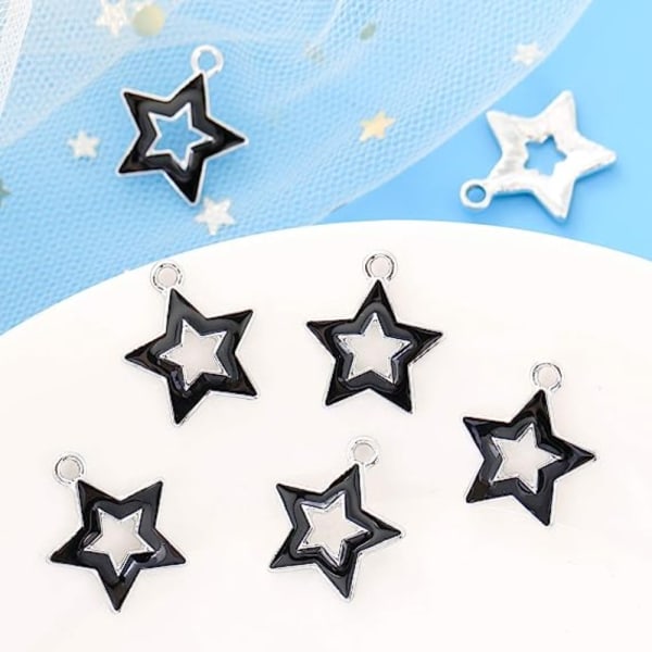 100 STK Hollow Star Emalje Charms Mini Star anheng smykker