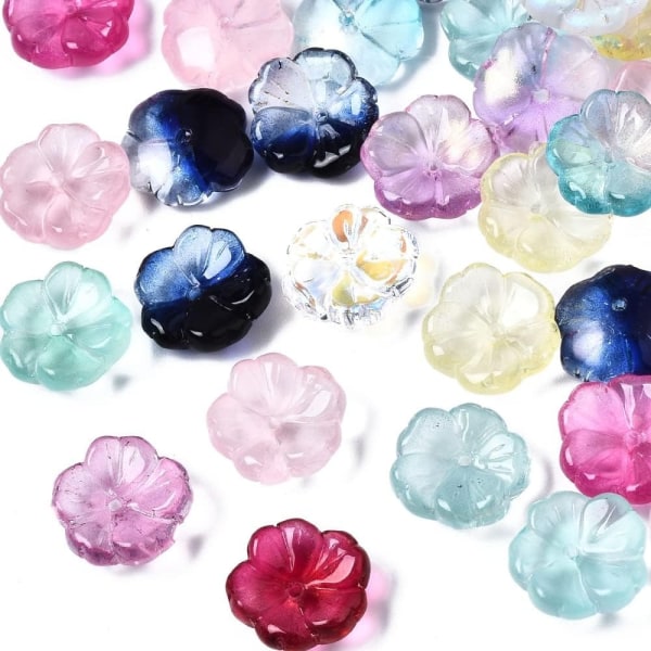 100st transparenta blompärlor glaspärlor