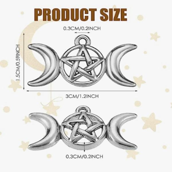 Moon Goddess Hängsmycke Pentagram Moon Charms Triple Moon