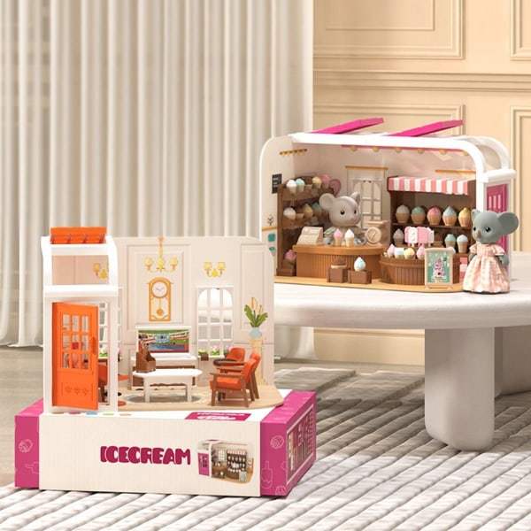 Tee-se-itse-nukkekoti nukkekodin kohtausmalli JÄÄTELÖKAUPPA JÄÄTELÖKAUPPA icecream shop