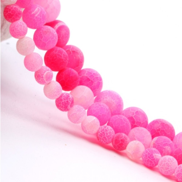 Pink Froasted Agat Perler Naturlig Gematone Løse Perler Runde