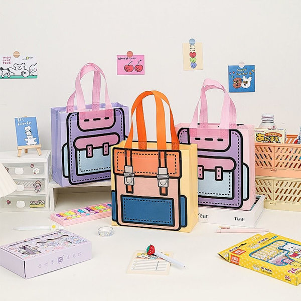 4 stk Gaveemballage Håndtaske Tote Bag STYLE 3 STYLE 3 Style 3