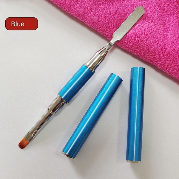 Dual-Ended Nail Art Brushes Gel Extension Builder BLÅ BLUE