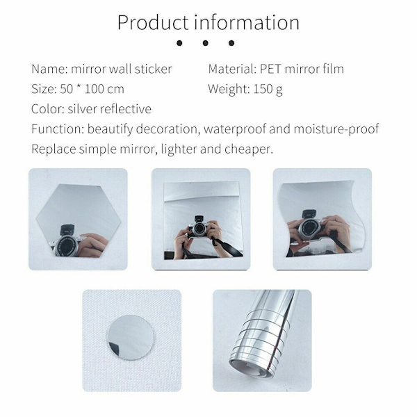 Mirror Wall Sticker Roll Stickers 50X200CM 50x200cm