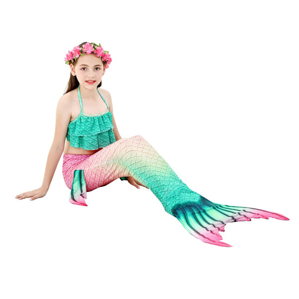 3 stk Kids Mermaid Tail Bikini Sæt A-110CM A-110CM A-110CM