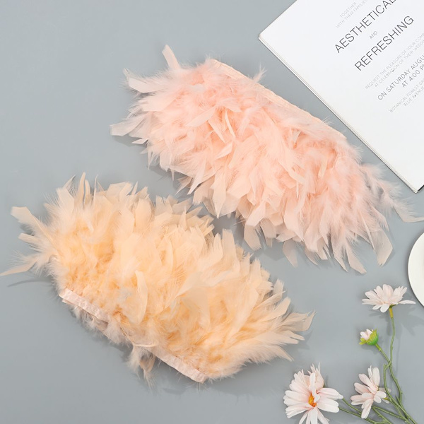 Kalkun Fjær Trim Plumes Bånd Selvage CHAMPAGNE champagne