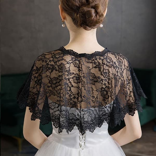 Bride Shawl Evening Prom Cape SORT black