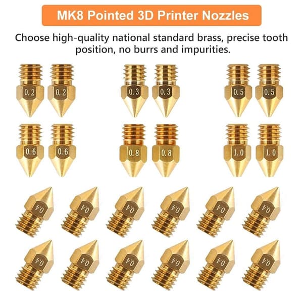 24 kpl 3D Printer Brass Nozzles Extruder Ender 3 Nozzles for 1set