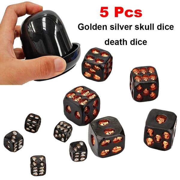 Nyhet Black Skull Tärning 5 ST SILVER 5 Pcs Silver