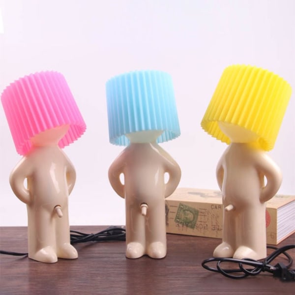 Creative Small Night Light LED Naughty Boy Lampa BLÅ EU PLUG EU Blue EU Plug-EU Plug