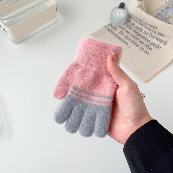 Barnhandskar Stickade thermal GRÅ gray