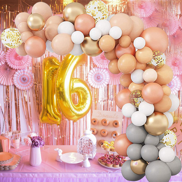 129PCS/ Set Retro Peach Ballong Chain Set Ballong Garland Arch