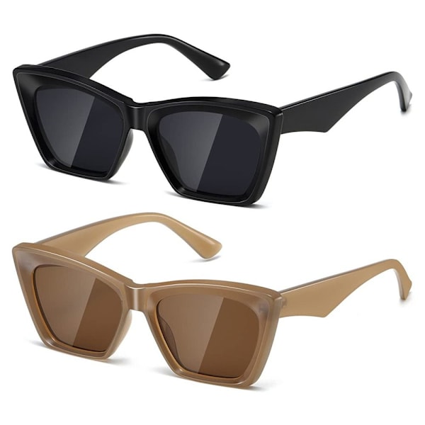 Dame Cateye Solbriller Square Solbriller LEOPARD-SORT GRÅ Leopard-Black Gray