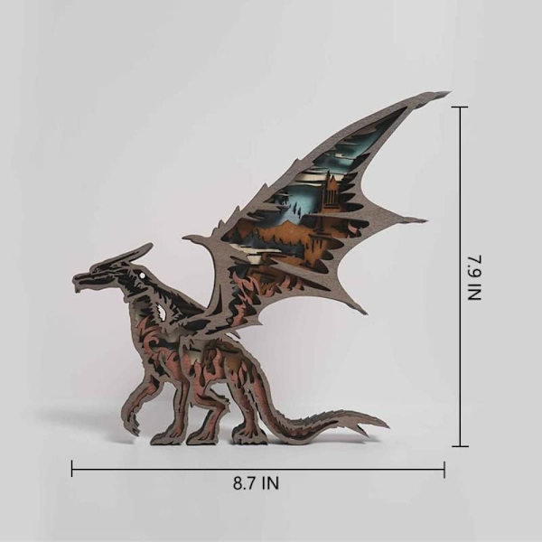 Træ Dyr Udskæring Håndlavet Home Decor Dinosaur Træ