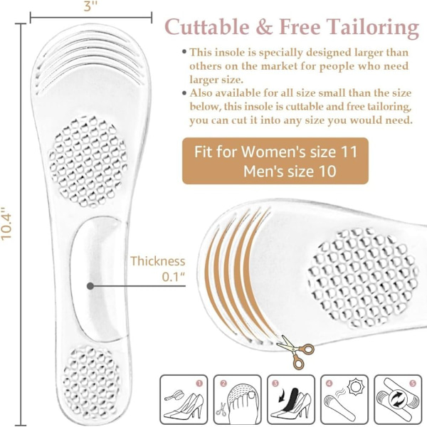 1 par Invisible Shoe Insoles High Heel Inserts Gel Cushion