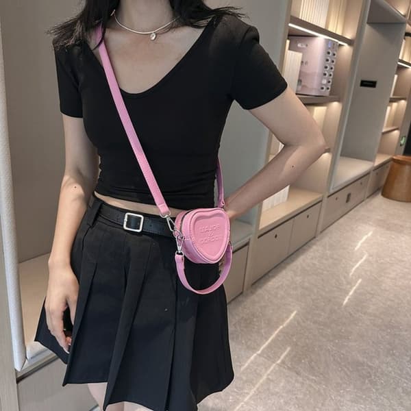 Søde hjerteformede mini crossbody tasker Trend koreansk mode silver
