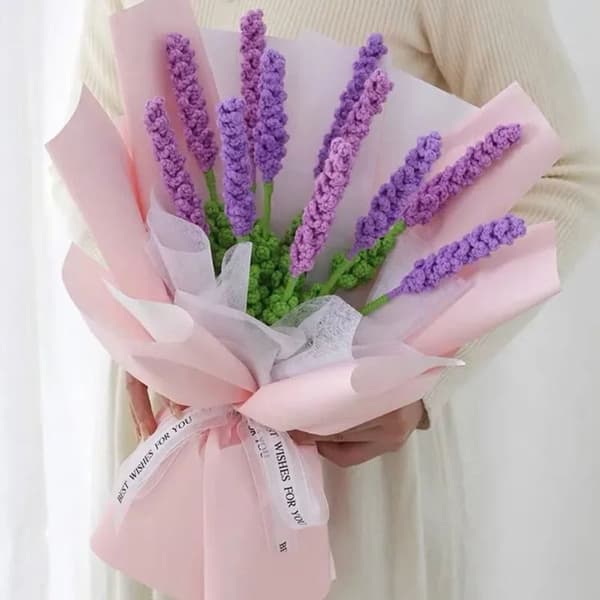 Handstickad lavendelblomma Lavendelflätad blomma LIGHT Light Purple