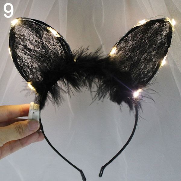 LED Feather Wreath Crown pannebånd 9 9 9