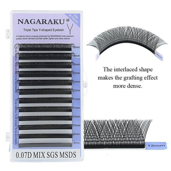 YY Shape Triple Split Tips MIX 8-12MMCURL C CURL C Mix 8-12mmCurl C