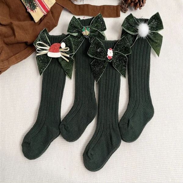 Vinter Baby Flickor Pojkar Julstrumpor Barn Knähög strumpa MSanta Claus Red