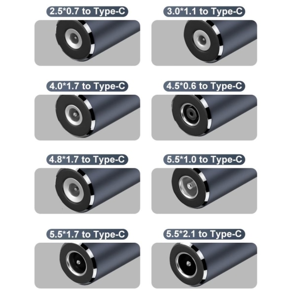 DC til Type C-konverter Bærbar ladekabel 2,5X0,7MM 2,5X0,7MM 2.5x0.7mm