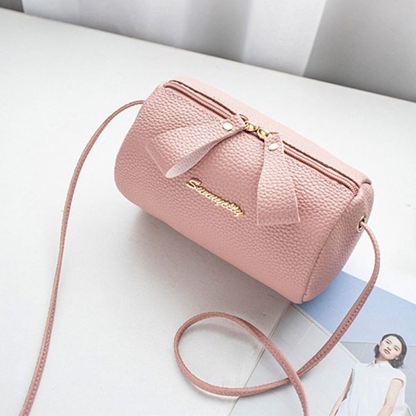 Mode kvinnor axelväskor Trendiga ren färg pink