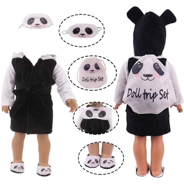 6 STK Dukke Sovepose Sett Pute Patch Tøffel PANDA PANDA panda