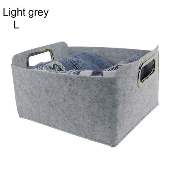 Filt Förvaring Korg Kläder Organizer Diverse Container LIGHT Light grey L