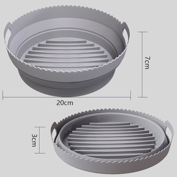 Vikbar Air Fryer Silikon Pot Korg Liner Mat Non-Stick grå