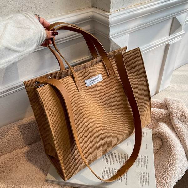 Lærreds skuldertaske Indkøbstasker KHAKI khaki