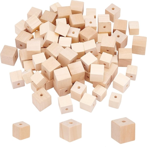 Træ Craft Cubes 14mm Wood Cubes Perleblokke