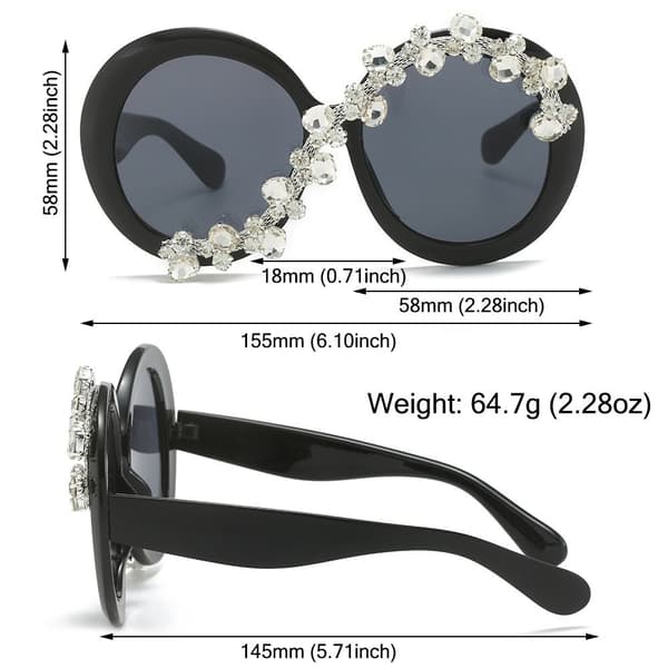 Round Frame Solbriller Y2K Shades SORT-SORT SORT-SORT Black-Black