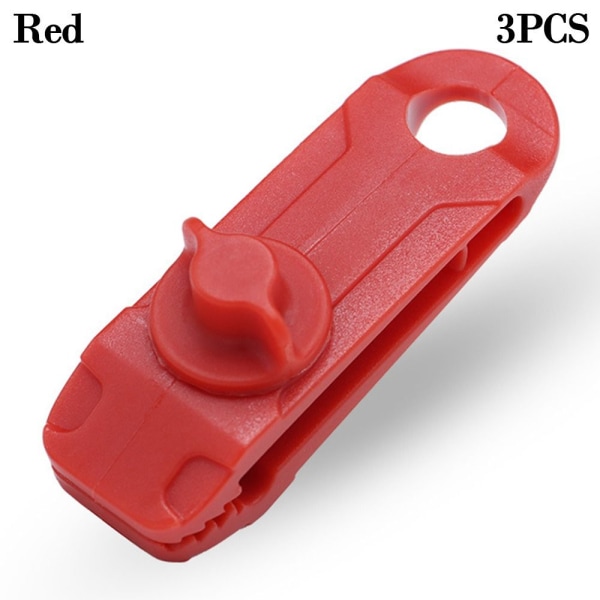 3stk presenningsklips Alligator Clip Hook RØD Red