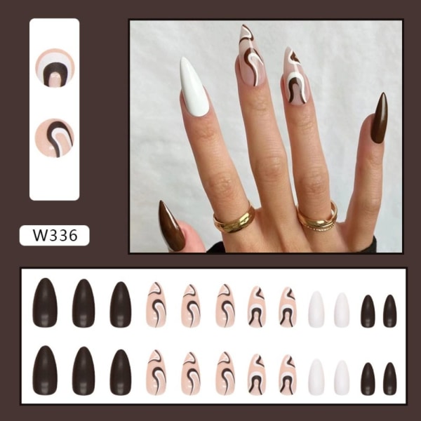 24stk False Nails Long Mandel W339 W339 W339