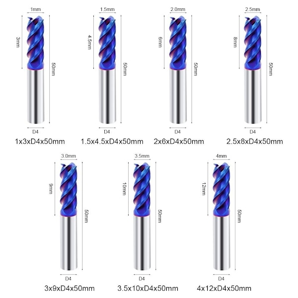 Endfresskjæring Freser 4X12XD4X50MM 4x12xD4x50mm