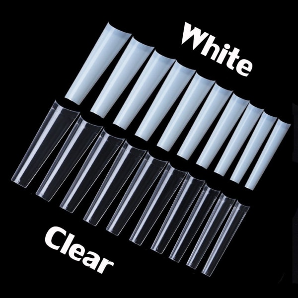 500st Extra långa spikspetsar XXL avsmalnande fyrkant VIT white